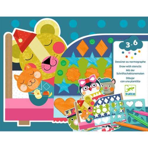 Djeco Neat but fun coloring template set with stencils, for ages 3-6