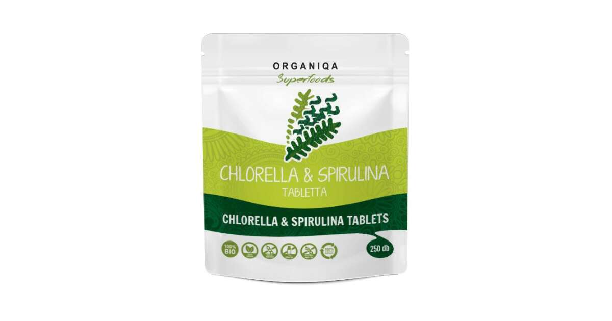 Organiqa bio chlorella és spirulina tabletta 250 db Pepita.hu