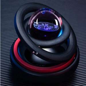 Solar powered rotating car air freshener with a solar system design, black - Vehicle & Part