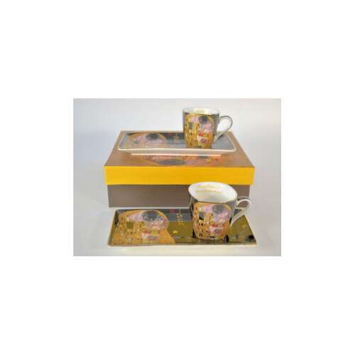 Mokkáskészlet porcelán 2 személyes, Klimt fekete