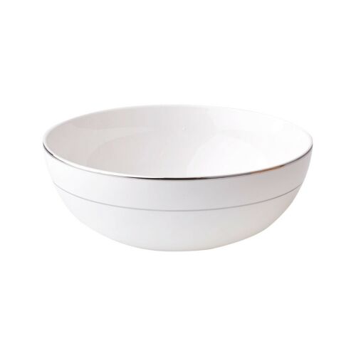 Ambition Aura Silver 20 cm-es salátástál, fehér porcelán tál ezüst vonallal - Tálalás