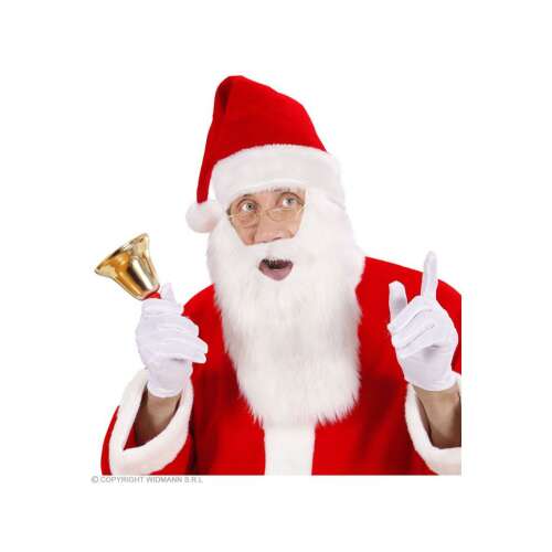 Mikulás sapka és szakáll jelmez kiegészítő, felnőtt méret, piros sapka fehér szegéllyel, fehér szakáll, filc anyagból