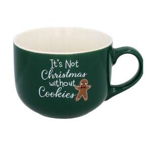 Christmas Green Porcelain Mug 420 ml - It's not christmas without cookies 76186548 - Nonbrand Mug