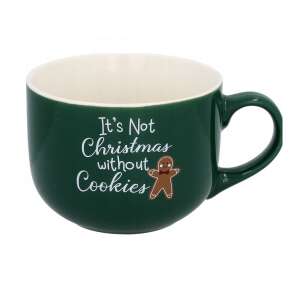 Karácsonyi zöld porcelán bögre 420 ml - It's not christmas without cookies 76186548 Bögrék