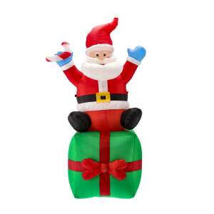 Inflatable Santa Claus sitting on a gift box, 180cm tall, Christmas decoration - Outdoor Christmas decoration
