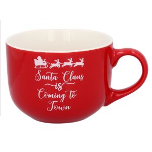 Christmas Red Porcelain Mug 420 ml - Santa Claus is Coming to Town 116723862 - Serving
