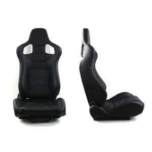 Scaun sport GLOCK PVC negru, scaun sport din PVC negru, vedere din față și din lateral - Scaune auto