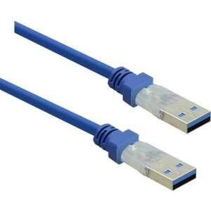 USB 3.0 csatlakozókábel, 1x USB 3.0 dugó A - 1x USB 3.0 dugó A, 1 m, kék, aranyozott, renkforce 76190764 