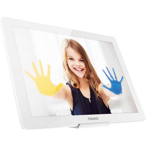 Panel na ovládanie gestami Fibaro Swipe, biely rám, zobrazujúci dieťa