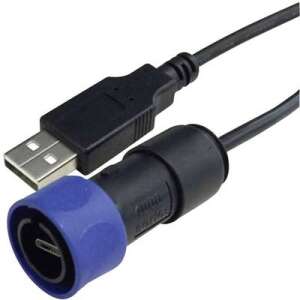 Bulgin USB 2.0 Csatlakozókábel [1x Mikro USB dugó - 1x USB 2.0 dugó, A típus] 3.00 m Fekete, Kék 76194554 