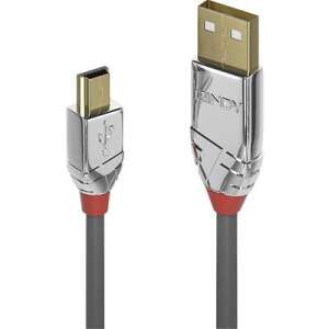 Kábel Lindy USB 2.0 A-Mini-B 5m, sivý - Káble