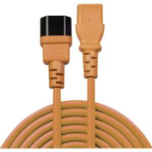Lindy 1 Meter orange IEC Verlängerungskabel mit C14 Stecker und C13 Buchse - Netzkabel