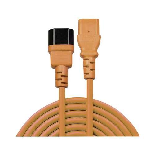 Lindy 1 Meter orange IEC Verlängerungskabel mit C14 Stecker und C13 Buchse
