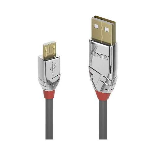 Кабел USB 2.0 Lindy A към Micro-B, 3 метра, сив
