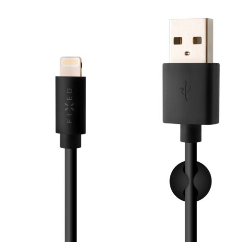 FIXED USB-A - Lightning kábel, fekete, 1 méter - Fixed