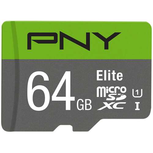 PNY Elite 64GB microSDXC memóriakártya adapterrel, Class 10, UHS-I - Memóriakártya