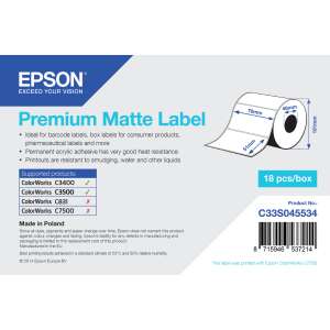 Epson Premium Matte Label, 76mm x 46mm, 18 naljepnica po kutiji, bijela, za inkjet pisače - Etiketa