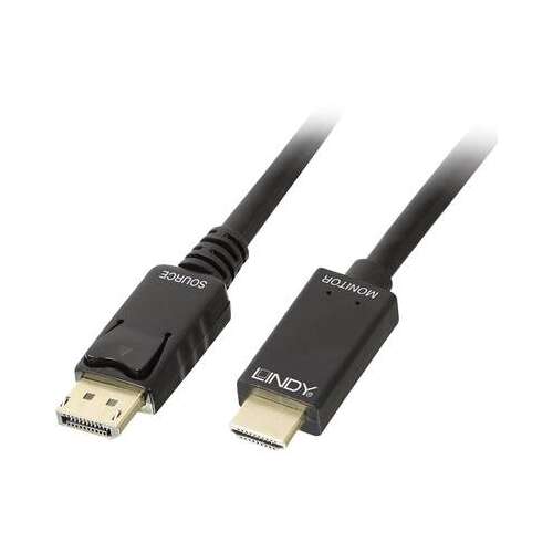 Kabel LINDY DisplayPort do HDMI, 3 metry, czarny, rozdzielczość 4K