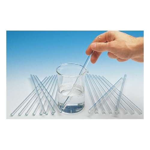Szklana szpatułka do mieszania, średnica 6mm, długość 100mm, używana do mieszania cieczy w zlewce