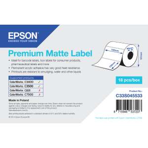 Epson Premium Matte Label, 18 štítkov v balení, 102mm x 152mm, ideálne pre štítky s čiarovým kódom, krabice, farmaceutické štítky - Kancelárske papierové výrobky