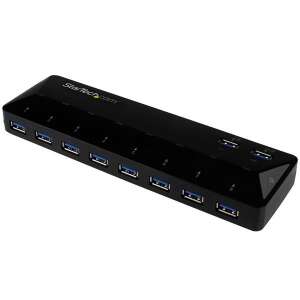 StarTech.com 10 portos USB 3.0 hub, fekete, 10 port, 5 Gbps adatátviteli sebesség - Startech