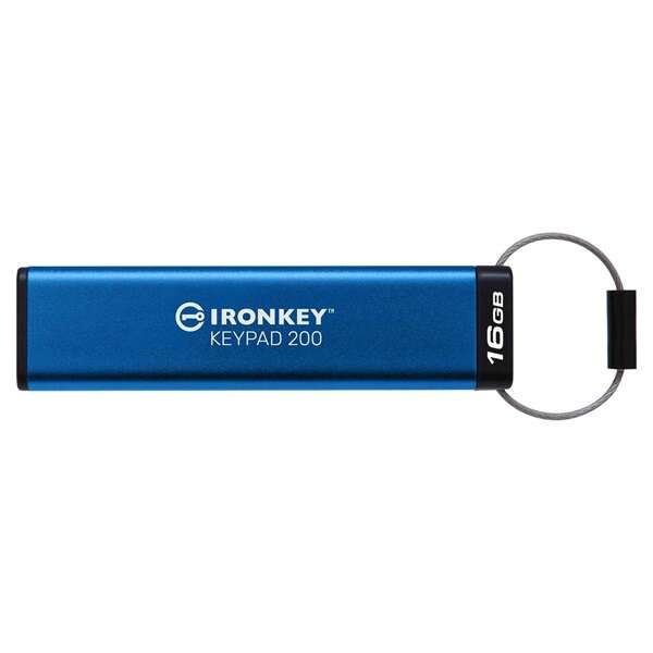 Kingston 16gb ironkey keypad 200 usb3.2 kék