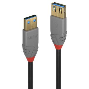 Zbliżenie na przedłużacz USB 3.0 LINDY 1m ze złączami A męskim i żeńskim - Kabel USB