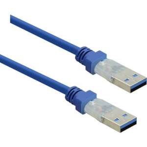 USB 3.0 csatlakozókábel, 1x USB 3.0 dugó A - 1x USB 3.0 dugó A, 0,5 m, kék, aranyozott, renkforce 76212375 