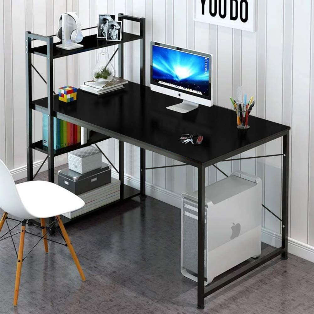 Desk, computer desk with shelf - Black