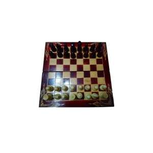 Fa sakk készlet 32x32 cm sakk tábla doboz klaszikus sakkfigura backgammon dáma játék piros 76227797 Dominó, sakk