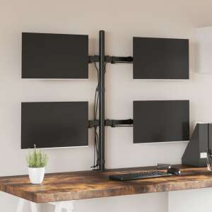 vidaXL 4-Monitor Asztali Állvány, Fekete, VESA 75/100mm - Monitor állvány
