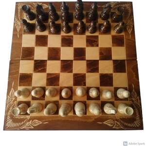  Fa sakk készlet 38x38 cm bükkfa sakk tábla doboz klaszikus sakkfigura backgammon dáma játék barna  76229280 Dominók, sakkok