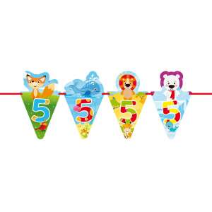 5 éves születésnapra állatos dekorációs szalag, 6 m 76234481 
