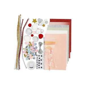Hobby Magic Creative Mix materiale pentru artizanat, inclusiv pompoane, hârtie cu sclipici, curățători de țevi, ochi googly și multe altele - Nonbrand Jocuri si jucarii creative