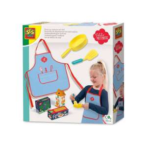 Zestaw do przebierania się w kucharza dla dzieci, udawanie gotowania, zawiera fartuch, patelnię, szpatułkę i pudełka z jedzeniem, Petit Pretenders by SES - Gra na instrumencie muzycznym, Deska kreślarska, tablica do pisania, Zestaw artykułów piśmiennych, Kreatywna zabawa, Deska kreślarska i Filctoll