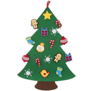 Filc karácsonyfa 17 díszítéssel, 72 cm magas - Grafix