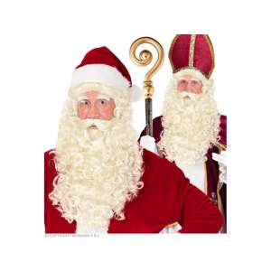 Weihnachtsmann Perücke, Bart, Schnurrbart und Augenbrauen Set, weiß, lockig, realistisch, für Kostüm Partys, Erwachsenengröße - Widmann