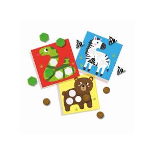 SES My First Szenzoros mozaikkártyák, kígyóval, zebrával és medvével színes filc formákkal - SES Creative