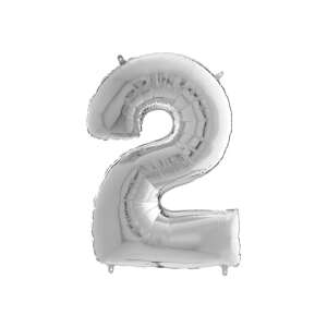 Héliumska folijska balon, broj 2, 65 cm, srebrna 76244355 - Potrepština za party