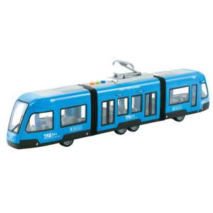 Син играчка трамвай с светлини и звуци, бутане и движение, мащаб 1:16 - Игра кола