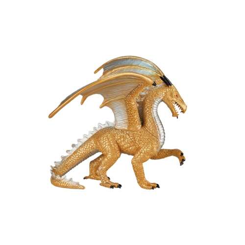 Mojo Fantasy Arany sárkány 387256, kétfejű sárkány figura, arany és ezüst, oldalnézet
