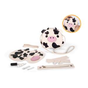 DIY Cow Backpack Sewing Kit, 30 pieces, easy play, for kids 6 years and up, showing all the parts - Creative Toy