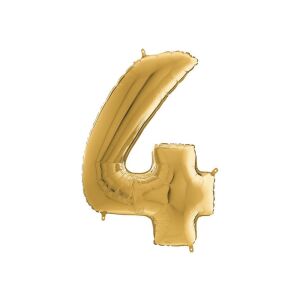 Arany Fólia Lufi 4 - 65 cm, Goldene Zahl 4 Folienballon für die Dekoration zum 4. Geburtstag - Luftballons