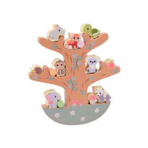 Jouéco Egyensúlyozó fa játék erdei állatokkal, egyensúlyozó játék gyerekeknek, óvodásoknak, kisgyermekeknek, fejlesztő játék - Jouéco