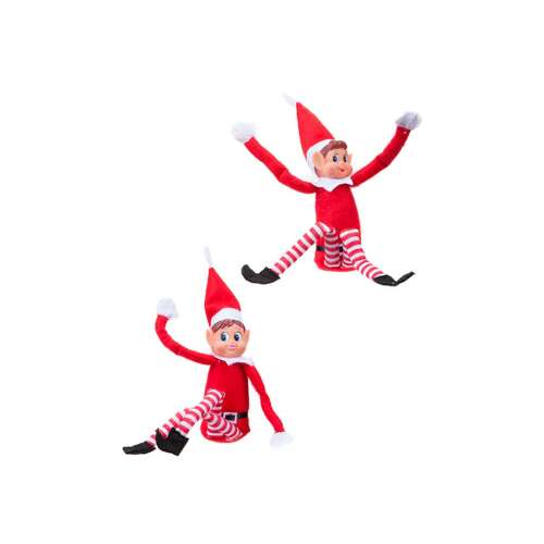 Két A Elves Behavin' Badly Bend and Pose Elf fehér háttérrel - Karácsony