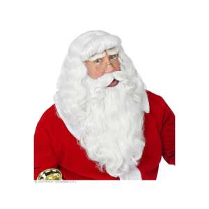 Perucă și barbă de Moș Crăciun, albă, lungă, creț, accesoriu pentru costum - Costume de Moș Crăciun