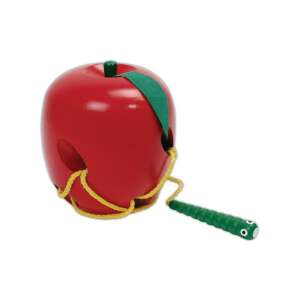 Holz-Fadenspiel Apfel für Kinder, roter Apfel mit grünem Wurm, Vorschul-Entwicklungsspielzeug - Nonbrand Entwicklungsspiele für Kinder im Kindergartenalter