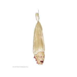 Zombi fej szőke hajjal, lógó dekoráció Halloweenre - Widmann