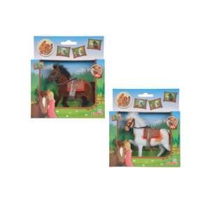 Champion horse, 11cm, brown with white markings, with saddle and bridle, for kids - Figure