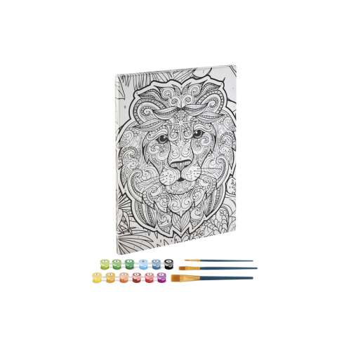 Grafix Paint by Number Lion 30 x 40 cm canvas, paint set with 12 colors and 3 brushes